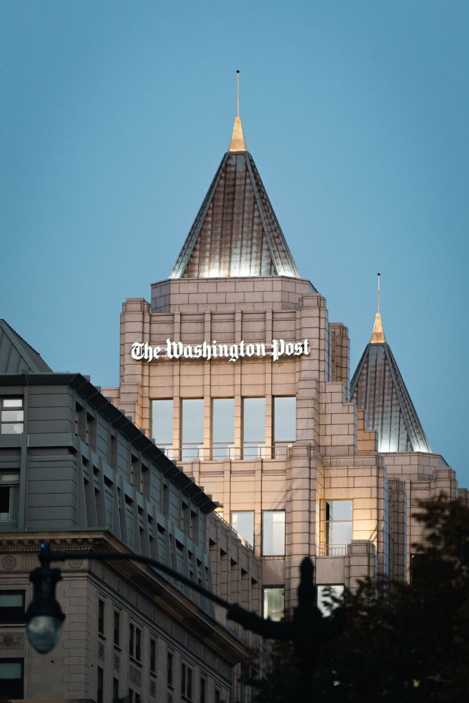 The Washington Post headquarters building with a triangular roof, Washington, USA - October 25, 2024